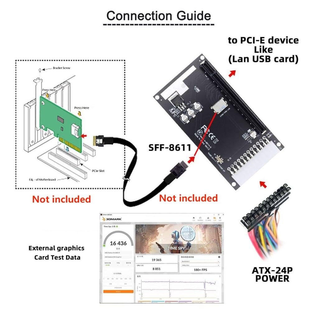 Amazon.co.jp: chenyang Oculink SFF-8611/8612 4i - PCI-E 16X